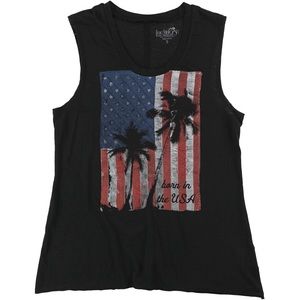 True Vintage Palm Tree USA Flag Born In The USA Tank M Nwot